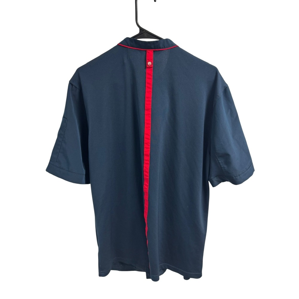 Chick-fil-A Oobe Team Style Employee Uniform Shirt Navy Blue Red Mens Medium - Picture 2 of 16